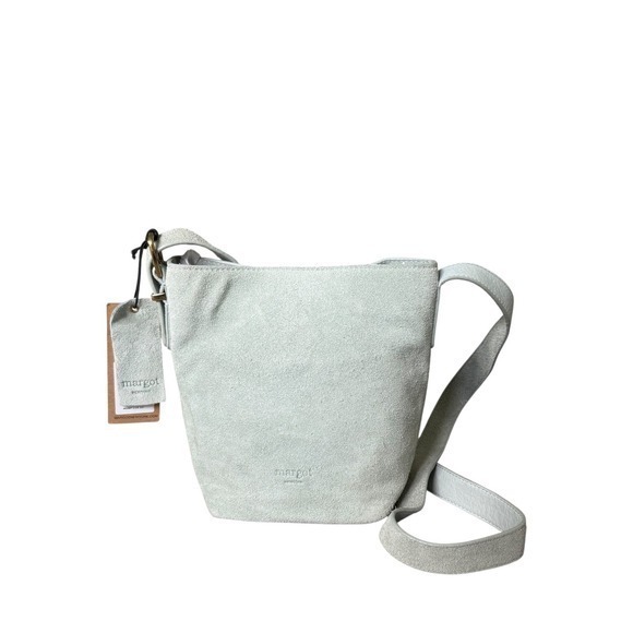 Margot New York Handbags - NWT Margot New York Kaye Mini Bucket Bag Suede Genuine Leather Crossbody Purse